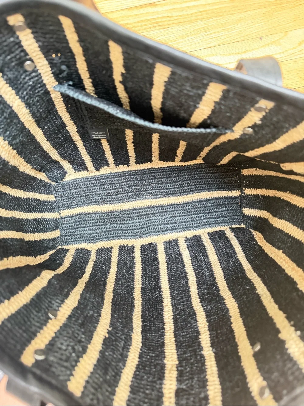 😍 NWT Rag & Bone Daily Tote Raffia Leather Black Natural Stripe